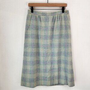 Vintage Pendleton Green Plaid Wool Skirt Flannel Midi Academia 50s Women's 12